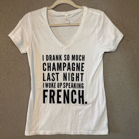 Tops - Women’s size large White Graphic V-Neck T-Shirt